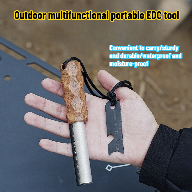 Ferro Rod Striker - أداة نجاة الصوان الخارجية بمقبض خشبي